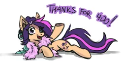 Size: 4000x2000 | Tagged: safe, artist:amy-gamy, derpibooru import, oc, oc:amethyst arkin, earth pony, pony, looking at you, milestone, side, solo, text