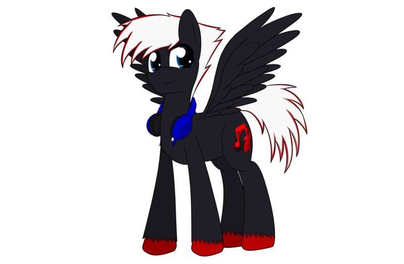 Size: 3910x2550 | Tagged: artist:takaneko13, cutie mark, dark skin, derpibooru import, headphones, male, oc, oc:shadow daneko, pegasus, pegasus oc, safe, simple background, solo, stallion, transparent background, unofficial characters only, wings