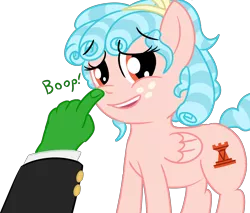 Size: 3661x3112 | Tagged: safe, artist:poniidesu, derpibooru import, cozy glow, oc, oc:anon, human, pegasus, pony, /mlp/, blue mane, boop, cozybetes, curly mane, cute, eyebrows, eyebrows visible through hair, female, filly, freckles, green skin, hand, human male, male, nose picking, smiling, wings