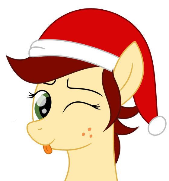 Size: 3243x3475 | Tagged: safe, derpibooru import, oc, oc:canni soda, unofficial characters only, earth pony, pony, :p, christmas, cute, female, galacon, galacon mascot, hat, holiday, mare, mascot, one eye closed, santa hat, simple background, tongue out, transparent background, wink