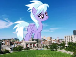 Size: 2000x1500 | Tagged: safe, artist:puetsua, derpibooru import, cloudchaser, pegasus, pony, building, city, female, giant pony, giantess, highrise ponies, kansas city, macro, photo