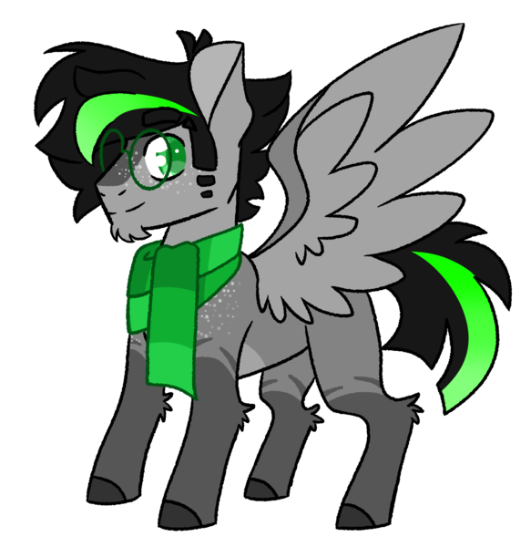 Size: 3470x3573 | Tagged: artist:crazysketch101, clothes, derpibooru import, glasses, oc, oc:unit, pegasus, redesign, safe, scarf, simple background, solo, transparent background, unofficial characters only