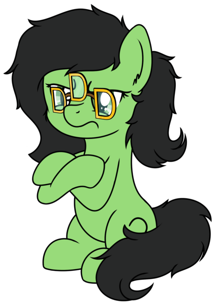 Size: 1418x2003 | Tagged: safe, artist:djdavid98, derpibooru import, oc, oc:anonfilly, unofficial characters only, earth pony, pony, 2020 community collab, derpibooru community collaboration, 3d glasses, crossed hooves, female, filly, filly anon is not amused, glasses, pun, simple background, sitting, solo, transparent background, unamused