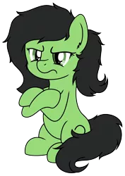 Size: 1418x2003 | Tagged: safe, alternate version, artist:djdavid98, derpibooru import, oc, oc:anonfilly, unofficial characters only, pony, anonfilly is not amused, crossed hooves, female, filly, simple background, sitting, solo, transparent background, unamused