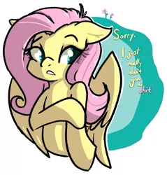 Size: 1323x1383 | Tagged: safe, artist:modularpon, deleted from derpibooru, derpibooru import, fluttershy, pegasus, pony, averted gaze, dialogue, female, mare, solo, vulgar, wings