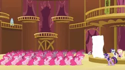 Size: 1024x576 | Tagged: safe, artist:lovetime17, banned from derpibooru, deleted from derpibooru, derpibooru import, edit, edited screencap, editor:lovetime17, screencap, fluttershy, pinkie pie, rarity, spike, twilight sparkle, twilight sparkle (alicorn), alicorn, dragon, earth pony, pegasus, pony, unicorn, too many pinkie pies, 1000 hours in ms paint, bad edit, blank, clone, exploitable meme, female, image, jpeg, male, meme, multeity, pinkie clone, template