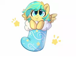 Size: 1600x1200 | Tagged: artist:colorfulcolor233, christmas, christmas stocking, derpibooru import, holiday, looking at you, oc, oc:lemonade candy, pegasus, safe, solo