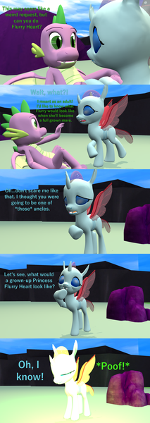 Size: 1920x5400 | Tagged: 3d, artist:papadragon69, changedling, changeling, changeling hive, changeling magic, comic, comic:spike's cyosa, cyoa, derpibooru import, dragon, fangs, male, ocellus, older, older spike, source filmmaker, spike, suggestive, teenager, teenage spike, winged spike