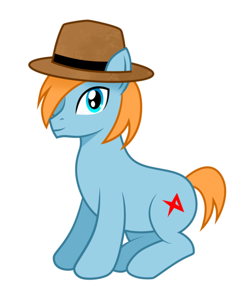 Size: 1500x1800 | Tagged: safe, artist:fathzoli, derpibooru import, oc, oc:fourex, earth pony, pony, 2020 community collab, derpibooru community collaboration, hat, looking at you, male, original character do not steal, simple background, sitting, solo, transparent background