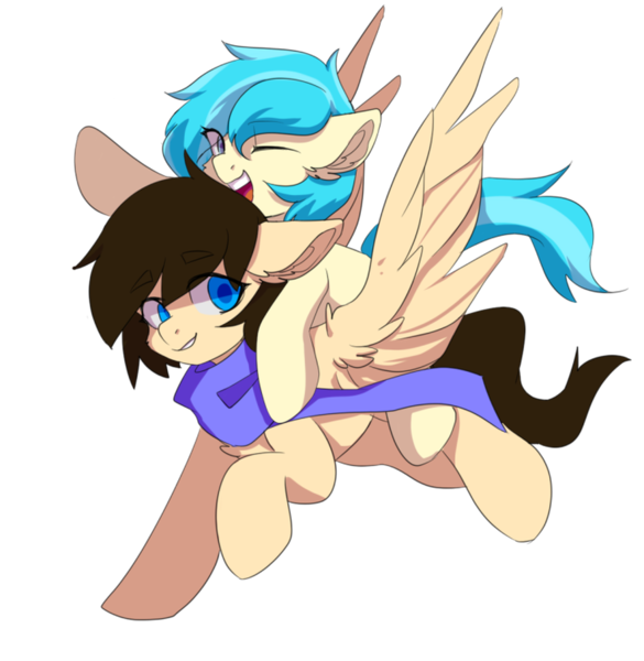 Size: 1200x1230 | Tagged: safe, artist:zero00, derpibooru import, oc, oc:mhhao, oc:seablue storm, unofficial characters only, earth pony, pegasus, pony, 2020 community collab, derpibooru community collaboration, female, flying, simple background, transparent background