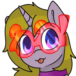 Size: 471x471 | Tagged: safe, artist:thanhvy15599, derpibooru import, oc, oc:viola music heart, unofficial characters only, pony, unicorn, 2020 glasses, :p, commission, cute, female, glasses, head shot, horn, mare, new year, simple background, tongue out, transparent background, unicorn oc, ych example, yellow hair, your character here