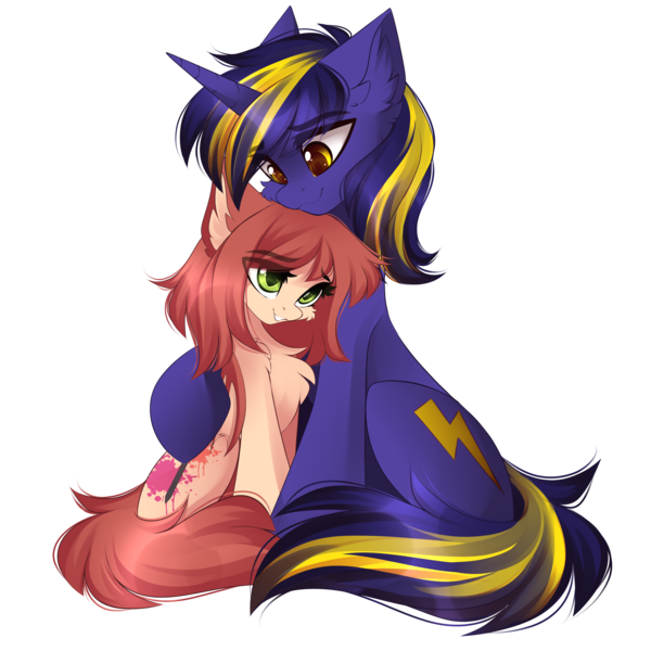 Size: 3333x3333 | Tagged: safe, artist:airiniblock, derpibooru import, oc, oc:airi, oc:vajr, unofficial characters only, bat pony, pony, unicorn, 2020 community collab, derpibooru community collaboration, bat pony oc, bat wings, cheek fluff, chest fluff, duo, ear fluff, female, male, mare, rcf community, simple background, sitting, stallion, transparent background, wings