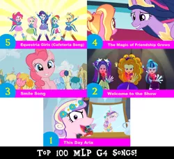 Size: 1704x1560 | Tagged: safe, artist:don2602, derpibooru import, edit, edited screencap, screencap, adagio dazzle, applejack, aria blaze, bon bon, carrot top, cherry berry, fluttershy, golden harvest, linky, luster dawn, pinkie pie, princess cadance, queen chrysalis, rainbow dash, rarity, sassaflash, shoeshine, sonata dusk, spring melody, sprinkle medley, sweetie drops, twilight sparkle, twilight sparkle (alicorn), alicorn, earth pony, pony, unicorn, a canterlot wedding, a friend in deed, equestria girls, equestria girls (movie), rainbow rocks, the last problem, arms in the air, clothes, crown, disguise, disguised siren, dress, eyes closed, garland, helping twilight win the crown, jewelry, looking at each other, looking at you, mane six, mirror, multiple characters, one eye closed, reflection, regalia, smile song, sweater, the dazzlings, the magic of friendship grows, this day aria, top 100 mlp g4 songs, welcome to the show, wink