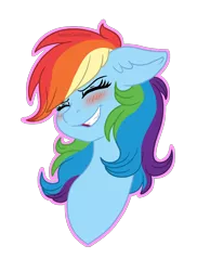 Size: 800x1100 | Tagged: safe, artist:artistcoolpony, derpibooru import, rainbow dash, blushing, bust, cute, dashabetes, ear fluff, eyes closed, portrait, simple background, smiling, solo, transparent background