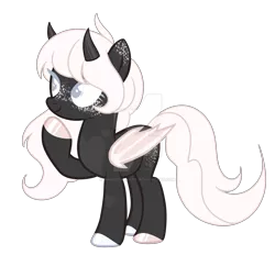 Size: 1600x1547 | Tagged: safe, artist:magicdarkart, derpibooru import, oc, bat pony, pony, deviantart watermark, female, horns, mare, obtrusive watermark, solo, watermark