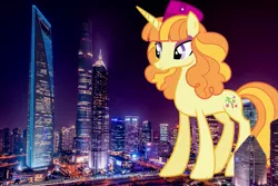 Size: 1805x1205 | Tagged: safe, artist:ambassad0r, derpibooru import, tropical dream, pony, building, china, city, female, giant pony, giantess, highrise ponies, huangpu qu, irl, macro, mega giant, photo, ponies in real life, shanghai