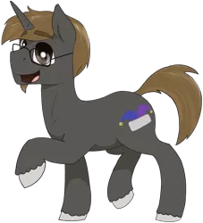 Size: 1163x1283 | Tagged: safe, artist:t72b, derpibooru import, oc, oc:funnygamer95, unofficial characters only, pony, unicorn, facial hair, glasses, goatee, raised hoof, simple background, solo, transparent background
