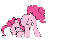 Size: 500x300 | Tagged: suggestive, artist:whateverbender, derpibooru import, part of a set, pinkie pie, earth pony, pony, animated, balloonbutt, butt, butt shake, cute, diapinkes, dock, eyes closed, face down ass up, featureless crotch, female, frame by frame, gif, mare, simple background, smiling, transparent background