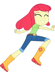Size: 4000x5265 | Tagged: safe, artist:steyrrdash, derpibooru import, edit, editor:slayerbvc, vector edit, apple bloom, equestria girls, equestria girls series, holidays unwrapped, spoiler:eqg series (season 2), accessory-less edit, boots, eyes closed, female, grin, missing accessory, shoes, simple background, smiling, solo, transparent background, vector