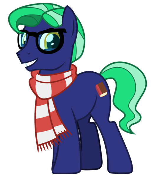 Size: 2800x3200 | Tagged: safe, artist:cheezedoodle96, derpibooru import, oc, oc:mythic study, unofficial characters only, earth pony, pony, 2020 community collab, derpibooru community collaboration, .svg available, clothes, glasses, looking at you, male, scarf, simple background, smiling, solo, stallion, svg, transparent background, vector