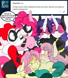 Size: 1611x1851 | Tagged: angry, artist:blackbewhite2k7, ask, blushing, bubble berry, bubblepie, butterscotch, catwoman, cuddling, derpibooru import, discorded, elusive, female, flutterbitch, flutterscotch, fluttershy, harley quinn, hug, kissing hoof, male, pinkie pie, pinkie quinn, poison ivy, poison ivyshy, rarilusive, rarity, rule 63, safe, selfcest, self ponidox, shipping, straight, tumblr