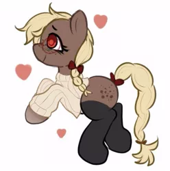 Size: 481x484 | Tagged: safe, artist:wolfsam, derpibooru import, oc, unofficial characters only, earth pony, pony, braided tail, clothes, heart, socks, solo, sweater