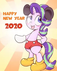 Size: 968x1200 | Tagged: safe, artist:k-nattoh, derpibooru import, starlight glimmer, pony, unicorn, 2020, bipedal, clothes, cosplay, costume, cute, glimmerbetes, happy new year, happy new year 2020, holiday, hoof gloves, mickey mouse, mouse costume, solo, year of the rat