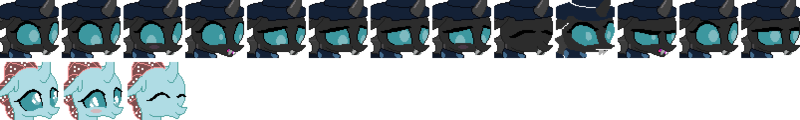 Size: 803x120 | Tagged: artist:creepa-bot inc., changedling, changeling, deltarune, derpibooru import, expressions, ocellus, pixel art, pre changedling ocellus, ralsei, safe, sprite, sprite sheet