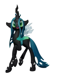 Size: 1024x1308 | Tagged: 2d to 3d, 3d, artist:fluffyrescent, artist:uncertainstardust, blender, changeling, changeling queen, cute, cutealis, derpibooru import, female, queen chrysalis, safe, simple background, solo, transparent background