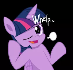 Size: 684x654 | Tagged: safe, artist:ce2438, derpibooru import, twilight sparkle, twilight sparkle (alicorn), alicorn, pony, discord (program), emote, female, mare, one eye closed, solo, talking, wink