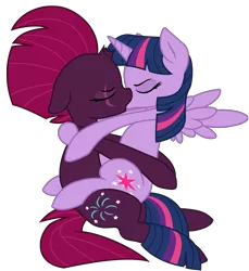 Size: 6365x6950 | Tagged: safe, alternate version, artist:ejlightning007arts, artist:lullabyprince, derpibooru import, tempest shadow, twilight sparkle, twilight sparkle (alicorn), alicorn, pony, unicorn, base used, broken horn, cutie mark, eye scar, eyes closed, female, fireworks, horn, kissing, lesbian, scar, shipping, simple background, sitting, tempestlight, transparent background, vector, wings