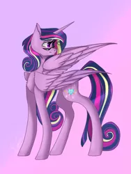 Size: 768x1024 | Tagged: safe, artist:calla--lily, derpibooru import, princess cadance, twilight sparkle, twilight sparkle (alicorn), alicorn, pony, seraph, seraphicorn, fusion, multiple eyes, multiple wings, wings