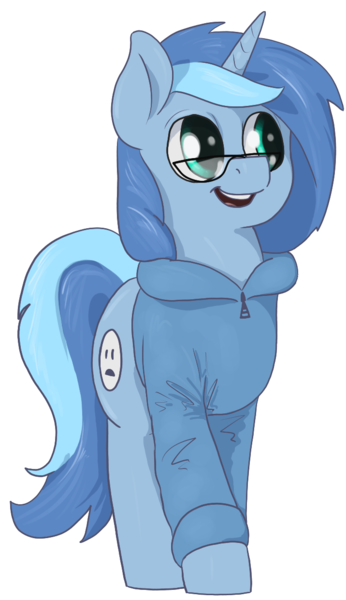 Size: 716x1241 | Tagged: safe, artist:t72b, derpibooru import, oc, oc:conicaw, pony, unicorn, 2020 community collab, derpibooru community collaboration, clothes, glasses, hoodie, male, simple background, smiling, solo, stallion, transparent background