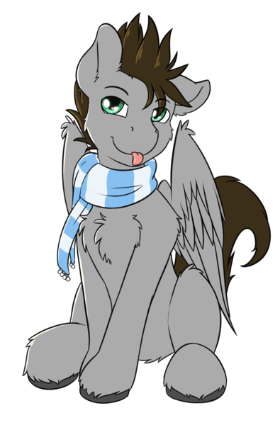 Size: 1587x2408 | Tagged: safe, artist:punk-pegasus, derpibooru import, oc, oc:menzing, pegasus, pony, 2020 community collab, derpibooru community collaboration, clothes, male, mohawk, scarf, simple background, solo, tongue out, transparent background