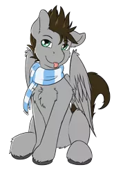 Size: 1587x2408 | Tagged: safe, artist:punk-pegasus, derpibooru import, oc, oc:menzing, pegasus, pony, 2020 community collab, derpibooru community collaboration, clothes, male, mohawk, scarf, simple background, solo, tongue out, transparent background