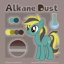 Size: 894x894 | Tagged: safe, artist:partylikeanartist, derpibooru import, oc, oc:alkane dust, earth pony, pony, earth pony oc, female, reference sheet, solo