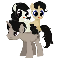 Size: 1500x1500 | Tagged: safe, artist:archooves, derpibooru import, oc, oc:archooves, oc:dio, oc:marie, earth pony, pegasus, pony, unicorn, 2020 community collab, derpibooru community collaboration, family, female, filly, simple background, transparent background