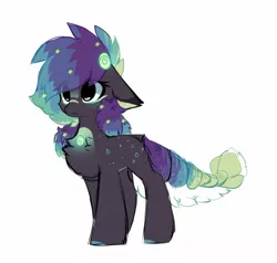 Size: 1280x1219 | Tagged: safe, artist:little-sketches, derpibooru import, oc, oc:kuroshio, original species, pony, suisei pony, adopted, chest fluff, ear fluff, eye clipping through hair, female, simple background, solo, white background