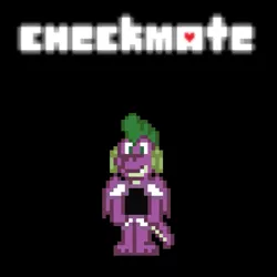 Size: 583x583 | Tagged: safe, artist:tarkan809, derpibooru import, spike, fanfic:check mate, concept, deltarune, pixel art, story included