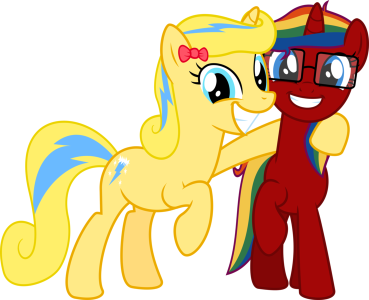 Size: 2715x2208 | Tagged: safe, artist:jeremeymcdude, derpibooru import, oc, oc:honey spark, oc:skittle sweet, unofficial characters only, pony, unicorn, 2020 community collab, derpibooru community collaboration, duo, duo female, female, hug, reupload, show accurate, simple background, transparent background, vector