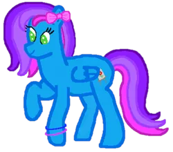Size: 1396x1228 | Tagged: safe, artist:rainbows2424, derpibooru import, edit, oc, oc:azure acrylic, unofficial characters only, pegasus, pony, 2020 community collab, derpibooru community collaboration, bow, bracelet, female, green eyes, hair bow, jewelry, mare, raised hoof, simple background, smiling, solo, transparent background