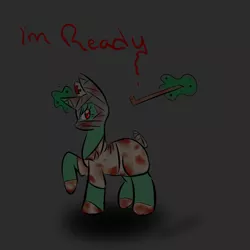 Size: 1000x1000 | Tagged: semi-grimdark, artist:kaggy009, derpibooru import, oc, oc:peppermint pattie (unicorn), pony, unicorn, ask peppermint pattie, bandage, blood, clothes, costume, female, magic, mare, nightmare night costume, solo