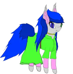 Size: 2490x2500 | Tagged: artist needed, safe, derpibooru import, oc, unofficial characters only, bat pony, 2020 community collab, derpibooru community collaboration, bat pony oc, bat wings, clothes, fangs, female, mare, needs more saturation, simple background, solo, transparent background, wings