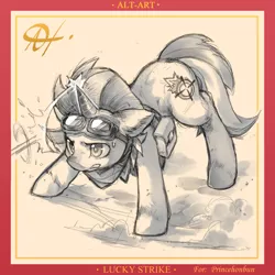 Size: 1280x1280 | Tagged: safe, artist:alts-art, derpibooru import, oc, oc:lucky strike, pony, unicorn, solo