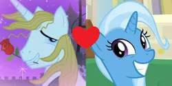 Size: 788x393 | Tagged: safe, derpibooru import, edit, edited screencap, screencap, prince blueblood, trixie, all bottled up, the best night ever, bluetrix, female, male, shipping, shipping domino, straight