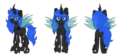 Size: 3720x1724 | Tagged: 2020 community collab, artist:ninnydraws, blue changeling, changeling, changeling oc, changeling queen, changeling queen oc, derpibooru community collaboration, derpibooru import, female, insect wings, oc, oc:blue visions, reference, safe, simple background, solo, transparent background, transparent wings, unofficial characters only, wings