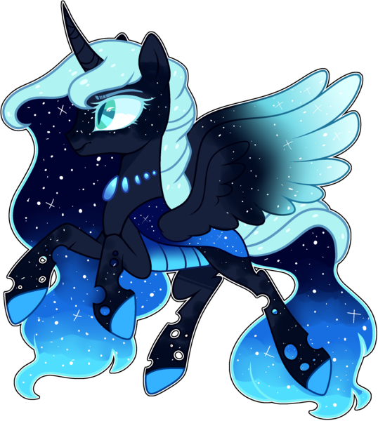 Size: 2540x2835 | Tagged: artist:kurosawakuro, base used, changepony, derpibooru import, ethereal mane, female, hybrid, interspecies offspring, magical lesbian spawn, oc, oc:midnight blue, offspring, parent:princess luna, parent:queen chrysalis, parents:chrysaluna, safe, simple background, solo, starry mane, starry wings, transparent background, wings