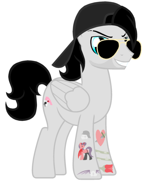 Size: 1536x1944 | Tagged: safe, artist:cv-creations, derpibooru import, oc, oc:skull crusher, unofficial characters only, pegasus, pony, aviators, male, metal, simple background, singer, solo, stallion, tattoo, transparent background, vocalist