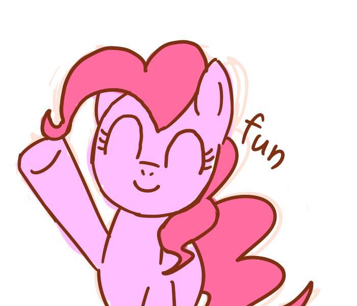 Size: 700x600 | Tagged: safe, artist:yosixi, derpibooru import, pinkie pie, earth pony, pony, cute, diapinkes, eyes closed, female, fun, mare, one word, simple background, smiling, solo, white background