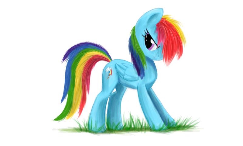 Size: 1024x614 | Tagged: safe, artist:keepare, derpibooru import, rainbow dash, pegasus, pony, female, grass, mare, simple background, solo, white background